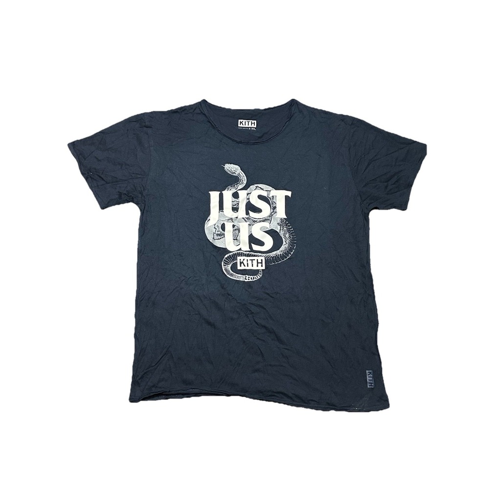 Kith Just Us Snake Distressed T Shirt Size‎ XL Navy Blue Streetwear